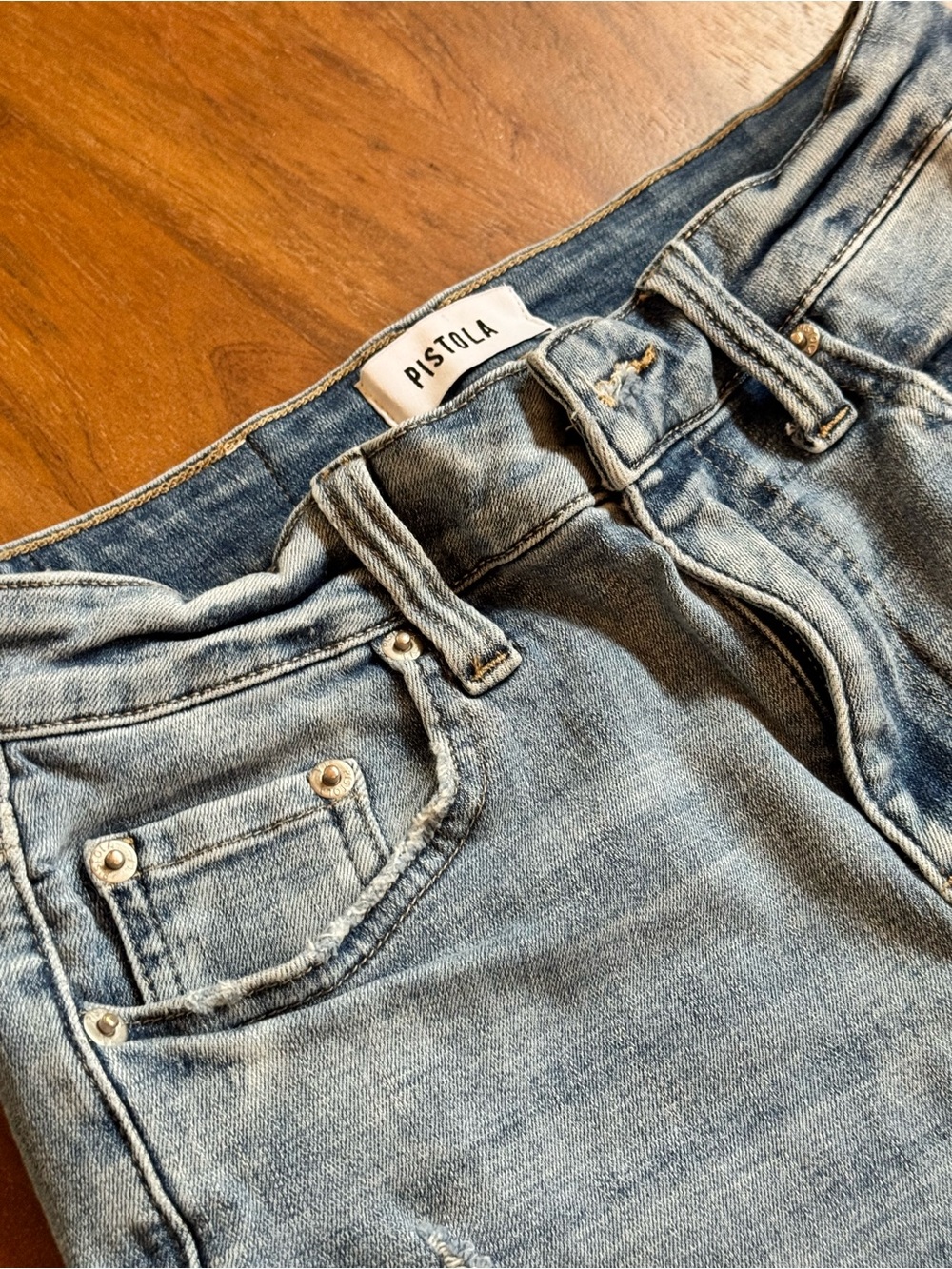 Pistola Light Wash High Rise Skinny Jeans Raw Hem Distressed - Size 25